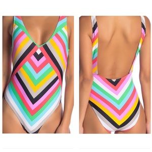 Nordstrom’s V Neck Striped One-piece Swim Suit